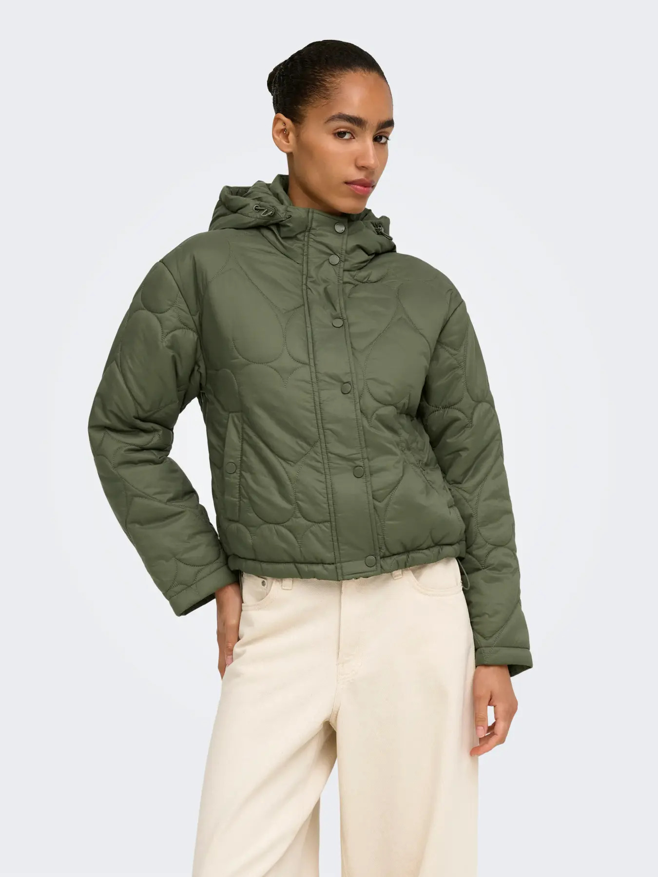 Only Kadın 15373691 Onltahia Lw Heart Hood Jacket Cc Otw Haki