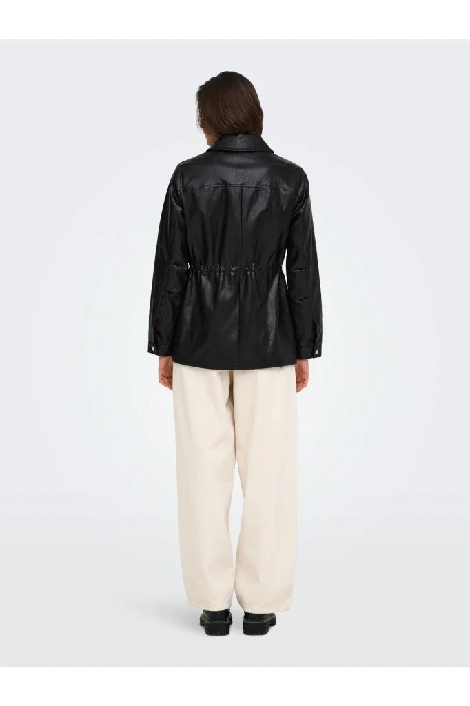 Only Kadın 15373806 Onlımını Faux Leath Strıng Jacket Cc Otw Siyah