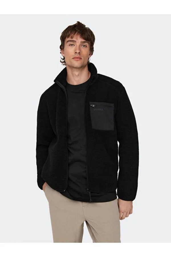 Only & Sons Erkek 22025599 Onsdallas Sherpa Jacket Otw Vd Siyah