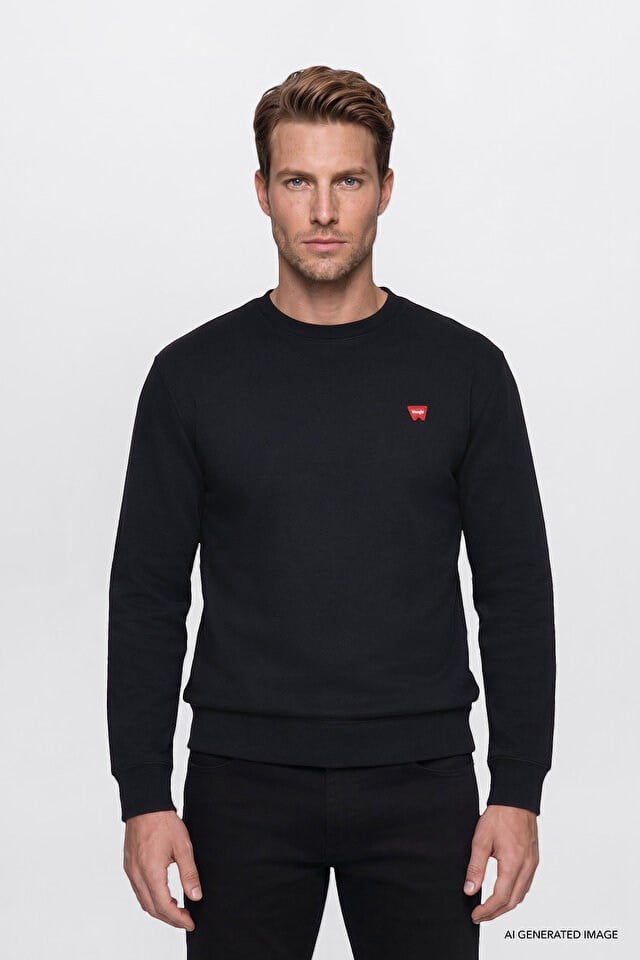 Wrangler Erkek W2520255001 Erkek Patch Logo Sweatshirt/Black Siyah