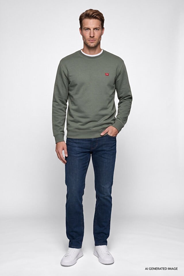 Wrangler Erkek W2520255801 Erkek Patch Logo Sweatshirt	KHAKI Haki