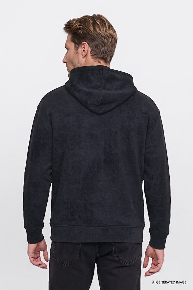 Wrangler Erkek W2620038001 Small Logo Hoodie Sweatshirt/Black Siyah