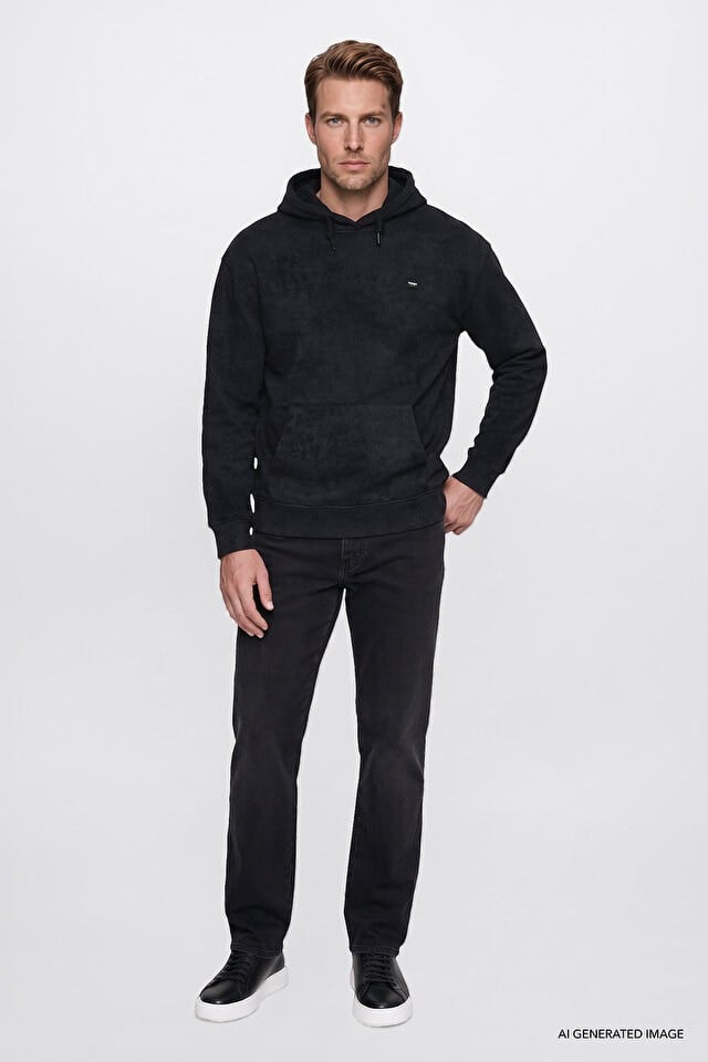 Wrangler Erkek W2620038001 Small Logo Hoodie Sweatshirt/Black Siyah