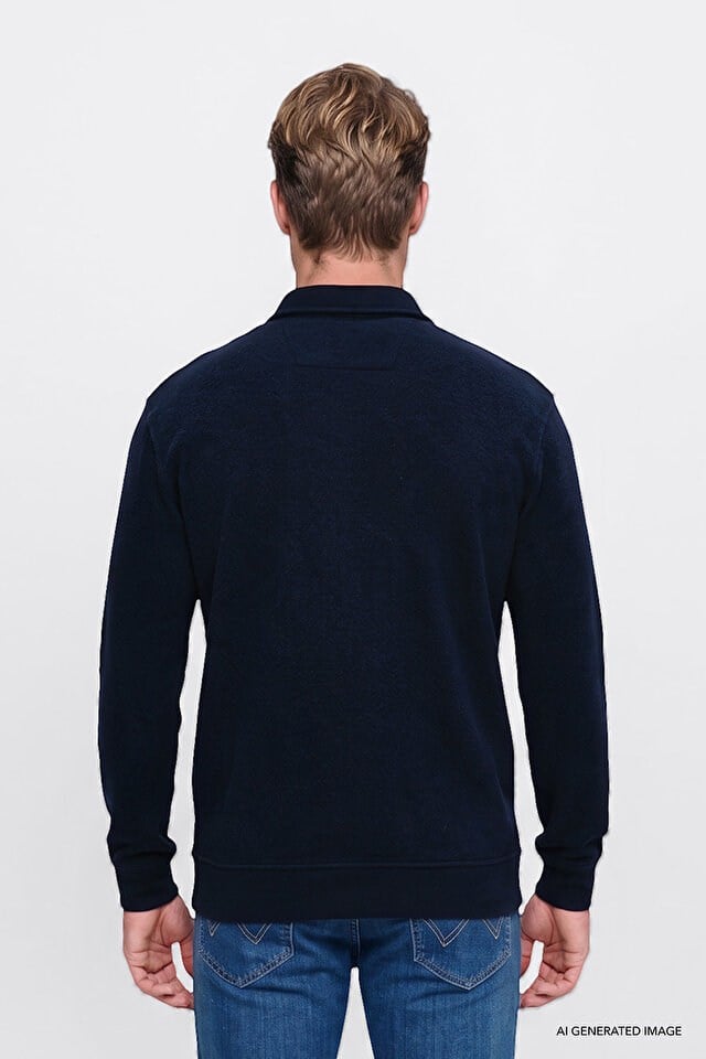 Wrangler Erkek W2620068410 Erkek Selanik Full Zip Sweatshirt/Navy Lacivert