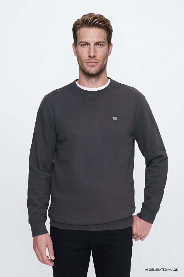 Wrangler Erkek W2620080003 Selanik Sweatshirt/Anthracita Standart