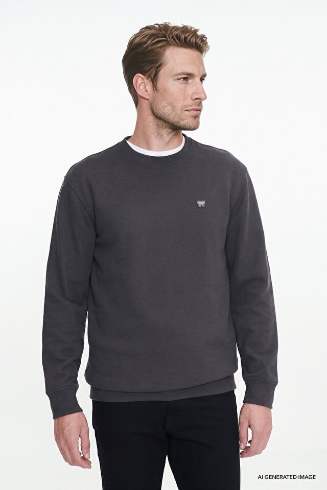 Wrangler Erkek W2620080003 Selanik Sweatshirt/Anthracita Standart
