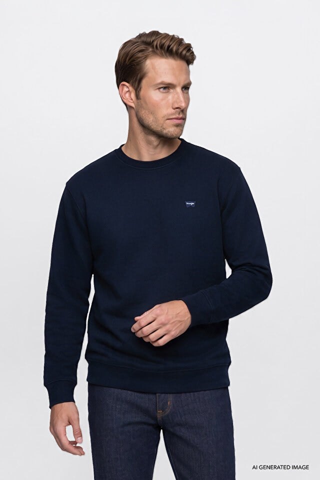 Wrangler Erkek W2620080410 Selanik Sweatshirt/Navy Standart