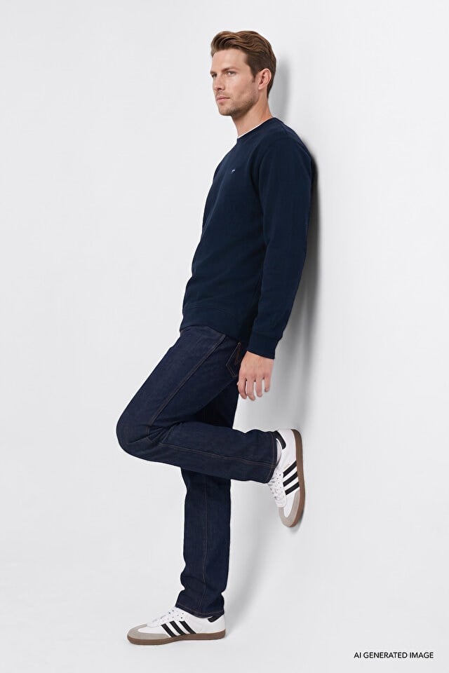 Wrangler Erkek W2620080410 Selanik Sweatshirt/Navy Standart