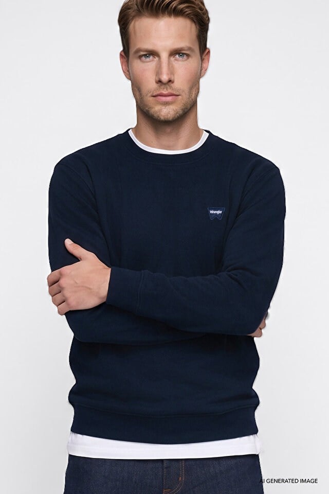 Wrangler Erkek W2620080410 Selanik Sweatshirt/Navy Standart