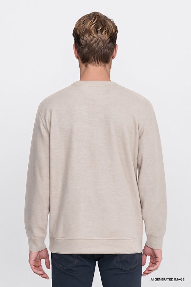 Wrangler Erkek W2620080500 Selanik Sweatshirt/Beige Melange Bej