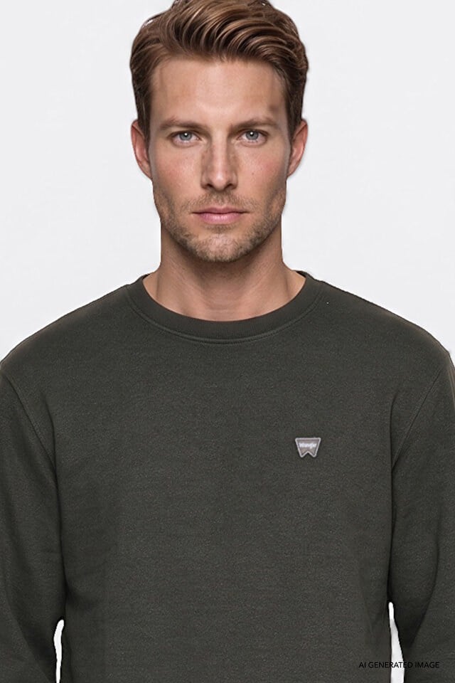 Wrangler Erkek W2620080801 Selanik Sweatshirt/KHAKI Haki