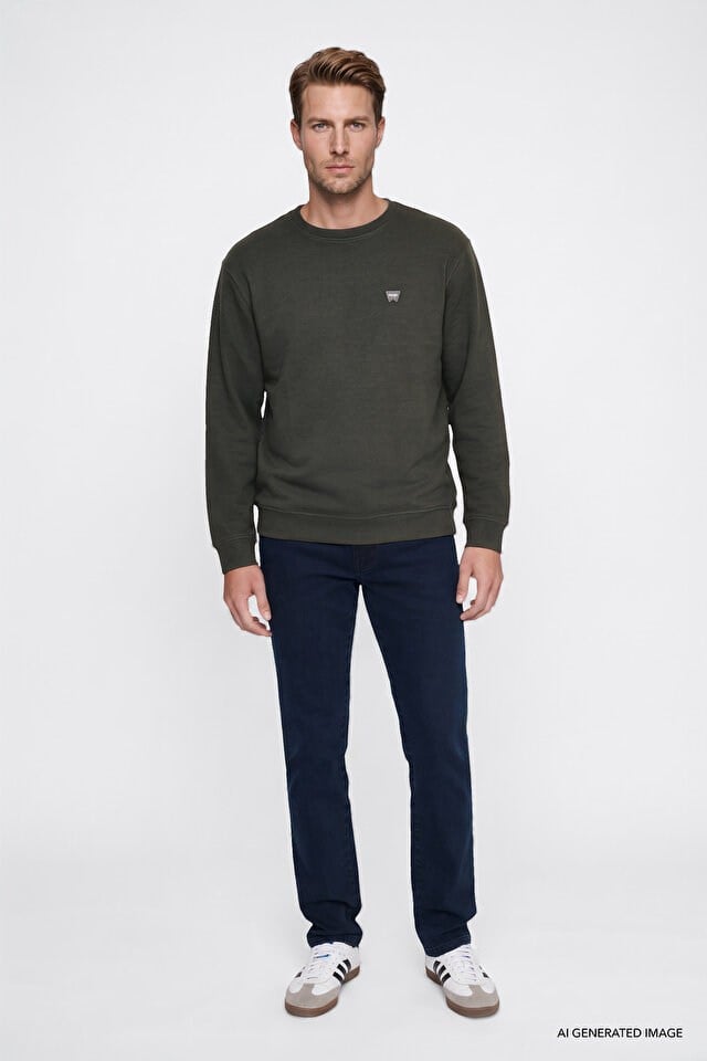 Wrangler Erkek W2620080801 Selanik Sweatshirt/KHAKI Haki