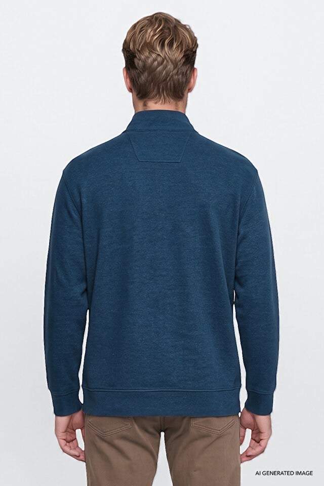 Wrangler Erkek W2620081406 Selanik Half Zip Sweatshirt/Petrol Standart