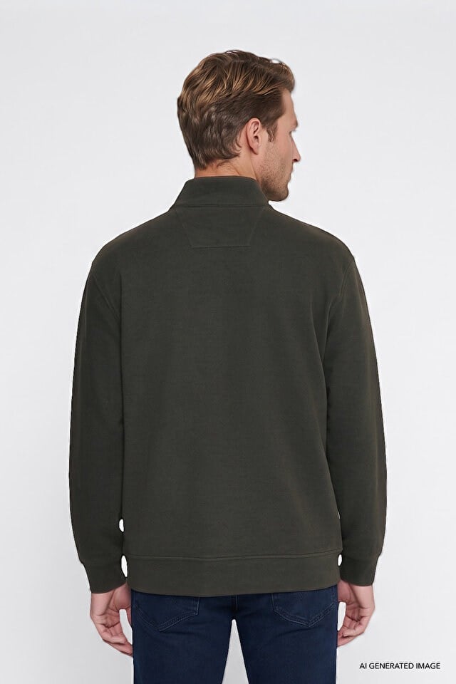 Wrangler Erkek W2620081801 Selanik Half Zip Sweatshirt/KHAKI Standart