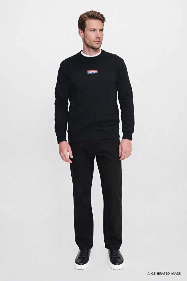 Wrangler Erkek W2620152001 Mid Logo Hoodie Sweatshirt/Black Siyah