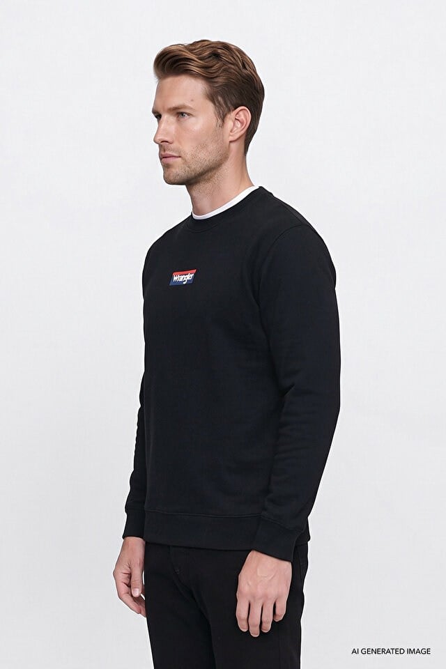 Wrangler Erkek W2620152001 Mid Logo Hoodie Sweatshirt/Black Siyah