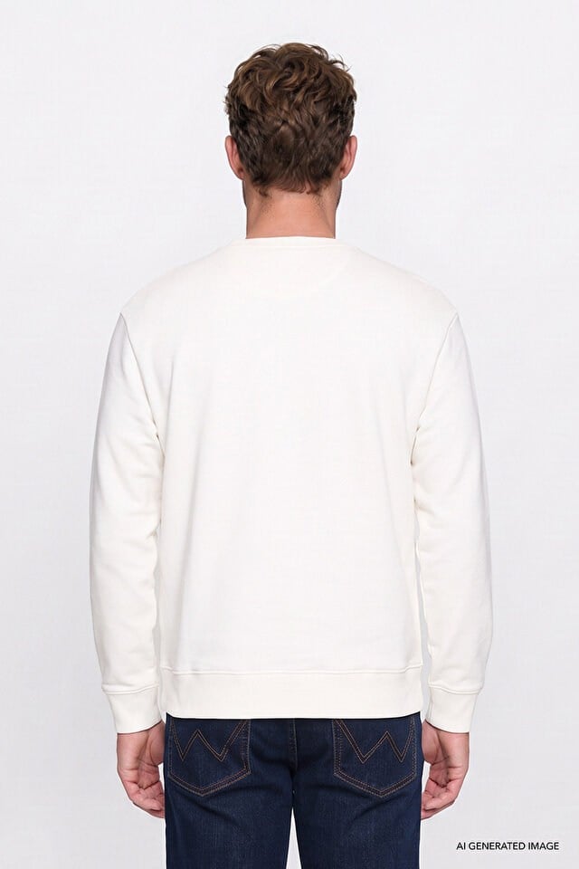 Wrangler Erkek W2620152102 Mid Logo Sweatshirt/Off White Standart
