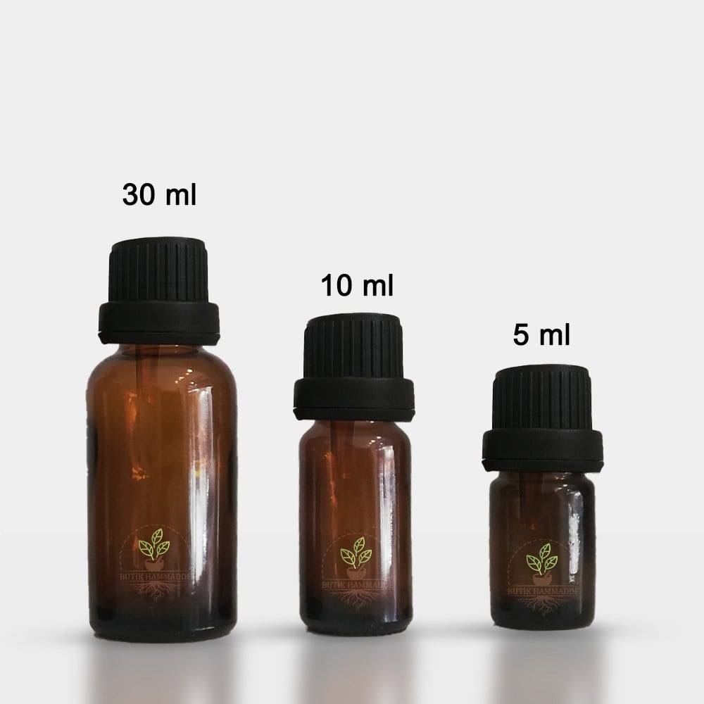 30 ml,10 ml, 5 ml amber cam siyah içten damlalıklı kapaklı şişe