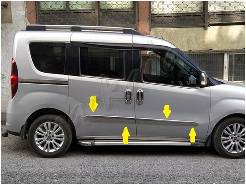 DB Chrome Fiat Doblo Krom Yan Kapı Çıtası 2010 Sonrası 4 Parça P.Çelik