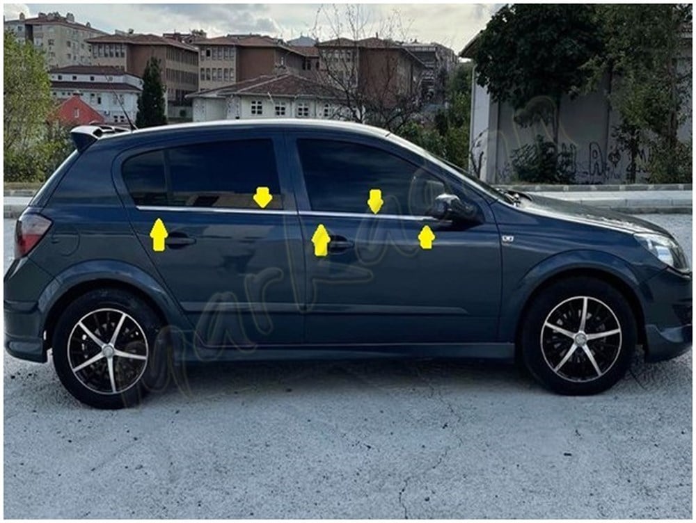 DB Chrome Opel Astra H HB Cam Çıtası Nikelajı 2004 Sonrası 4 Parça P.Çelik