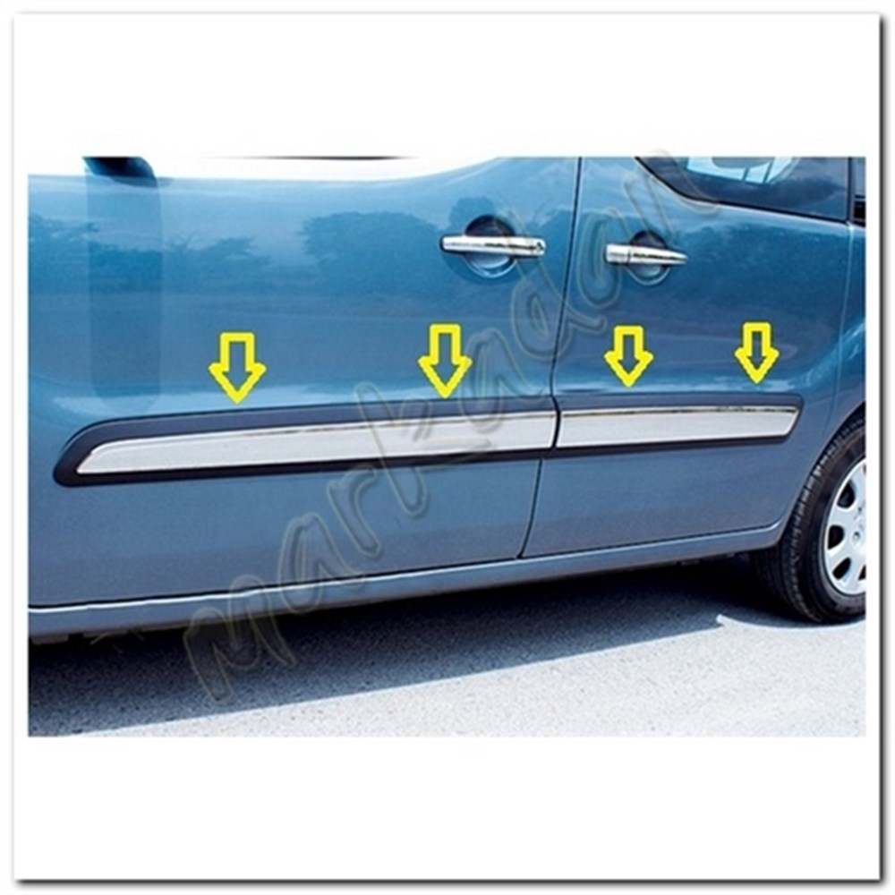 DB Chrome Peugeot Partner Tepee Krom Yan Kapı Çıtası 2008-2018 4 Parça P.Çelik