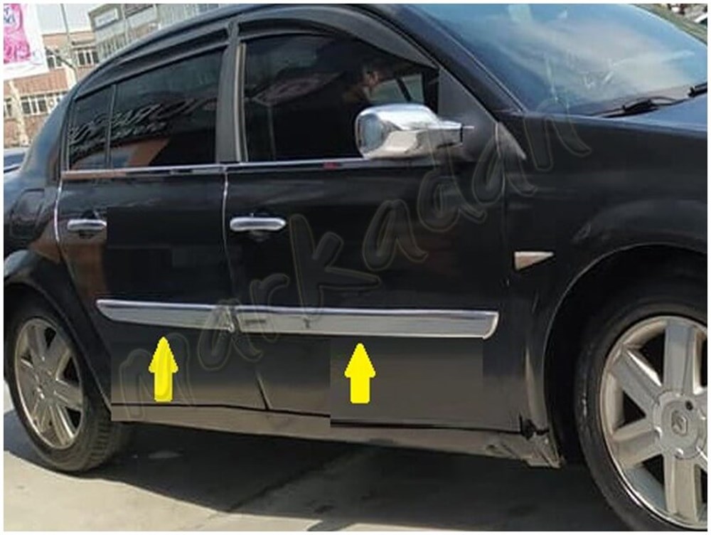 DB Chrome Renault Megane 2 Sedan Krom Yan Kapı Çıtası 2004-2010 4 Parça P.Çelik