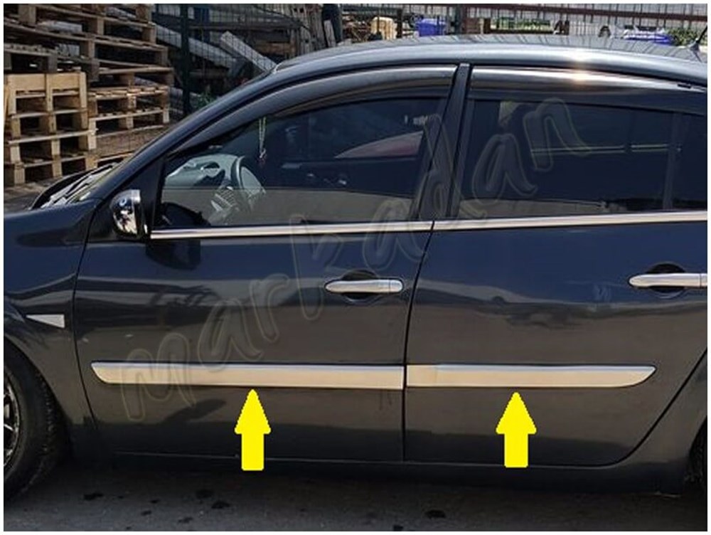 DB Chrome Renault Megane 2 Sedan Krom Yan Kapı Çıtası 2004-2010 4 Parça P.Çelik