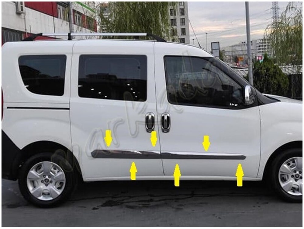 Markadan Fiat Doblo Krom Yan Kapı Çıtası 2010 Sonrası 4 Parça Paslanmaz Çelik