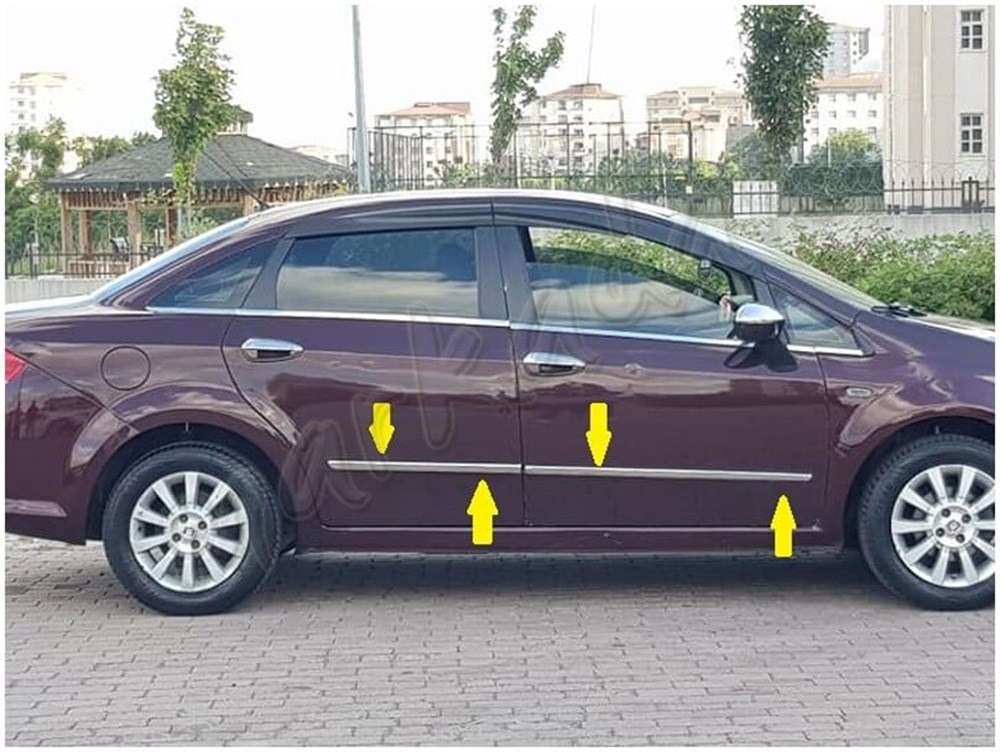 Markadan Fiat Linea Krom Yan Kapı Çıtası 2006-2018 4 Parça Paslanmaz Çelik
