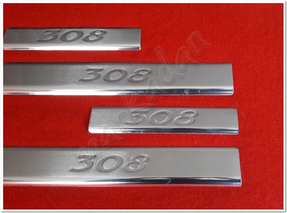 Markadan Peugeot 308 Krom Kapı Eşiği Baskı 2007-2013 4 Parça Paslanmaz Çelik