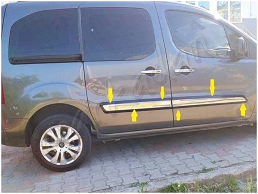 Markadan Peugeot Partner Tepee Krom Yan Kapı Çıtası 2008-2018 4 Parça Paslanmaz Çelik