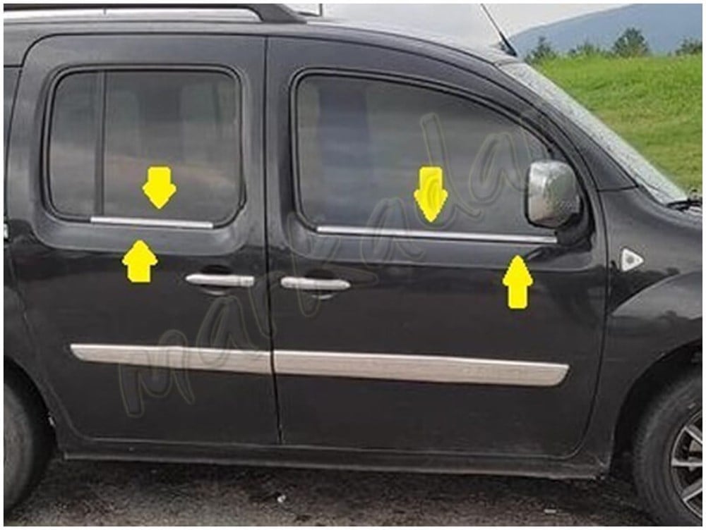 Markadan Renault Kangoo Krom Cam Çıtası 2008 Sonrası 4 Parça Paslanmaz Çelik