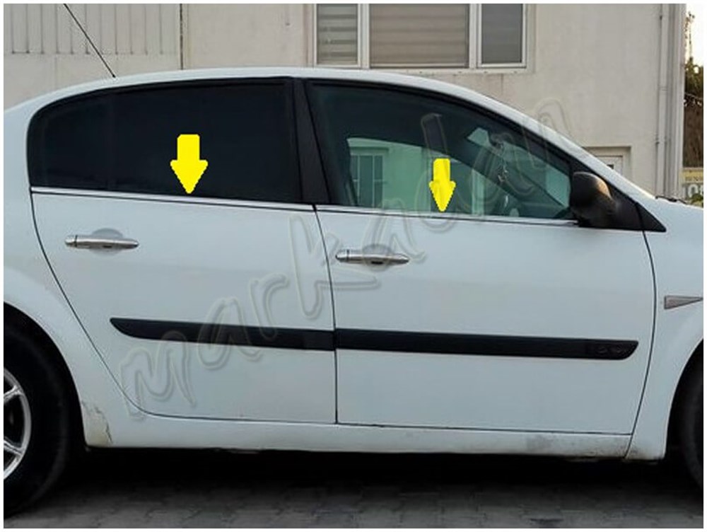 Markadan Renault Megane 2 Sedan Krom Cam Çıtası 2004-2010 4 Parça Paslanmaz Çelik