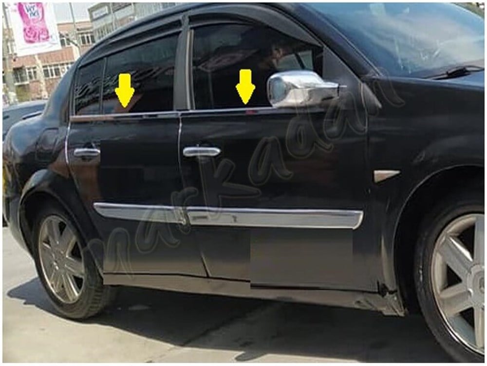 Markadan Renault Megane 2 Sedan Krom Cam Çıtası 2004-2010 4 Parça Paslanmaz Çelik