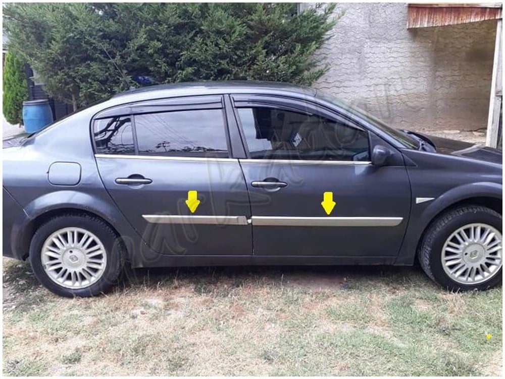Markadan Renault Megane 2 Sedan Krom Yan Kapı Çıtası 2004-2010 4 Parça Paslanmaz Çelik