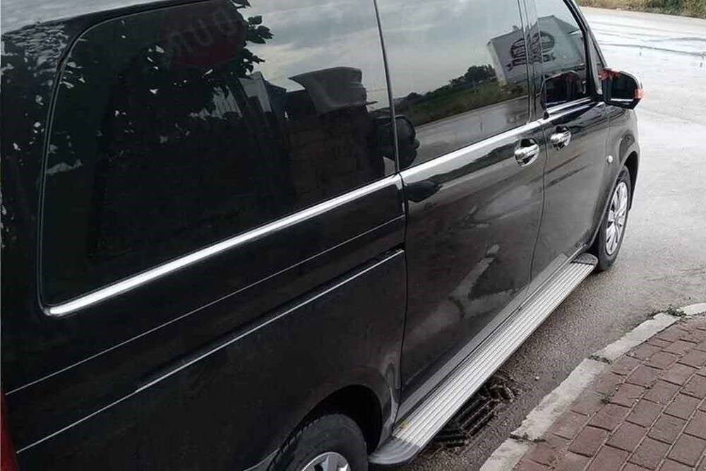 Mercedes Vito/W447 Krom Cam Alt Çıtaları 8 Parça Tek Sürgülü (L2: Orta Şase) 2014 ve Sonrası