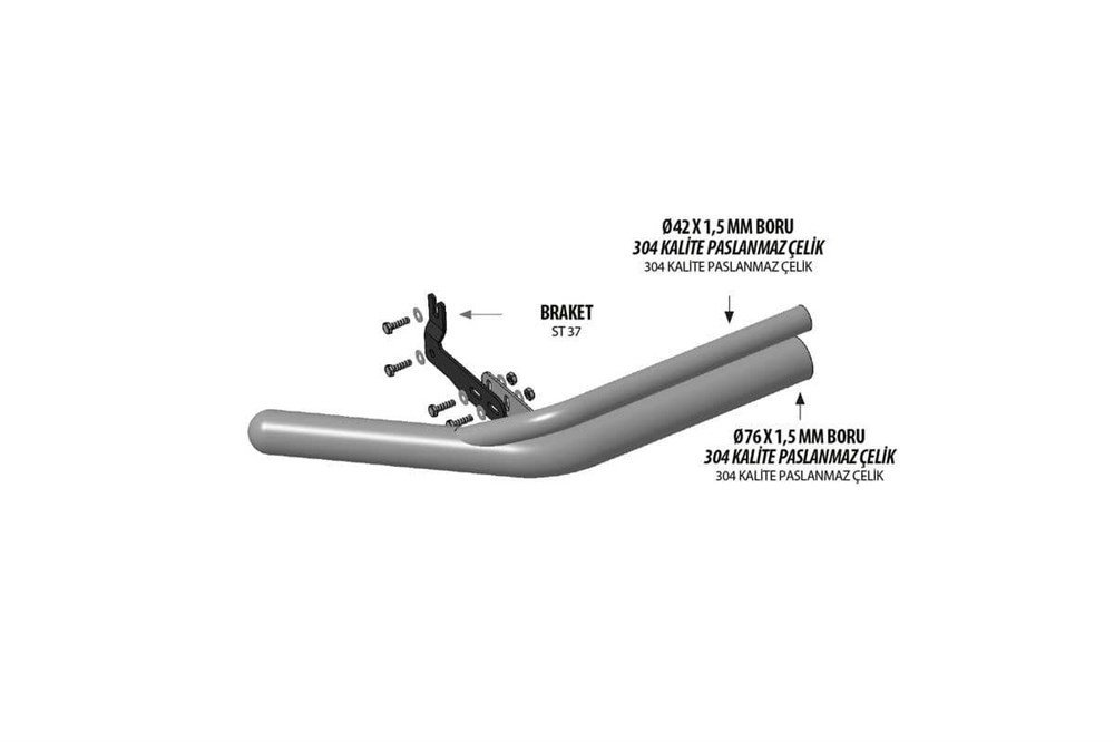 Mitsubishi L200 Vegas Ön Alt Koruma Krom Çap:76-42 2020 ve Sonrası