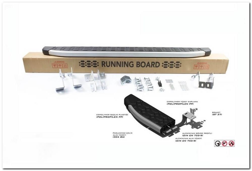 Omsa Line Citroen Berlingo 2019 Sonrası Blackline Mat Alüminyum Alınlı Yan Koruma Basamak