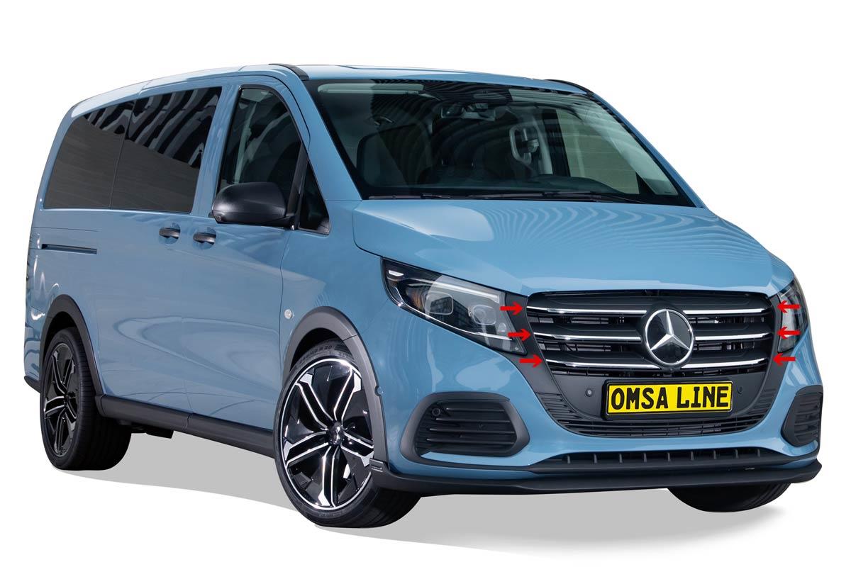 OMSA Mercedes Vito W447 Krom Ön Panjur 6 Parça 2024 ve Sonrası