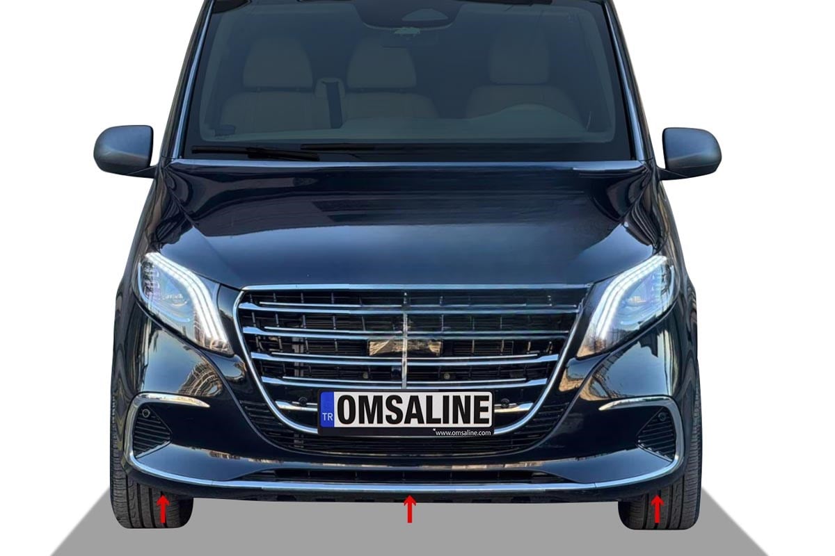 OMSA Mercedes Vito W447 Krom Ön Tampon Alt Çıtası 3 Parça 2024 ve Sonrası