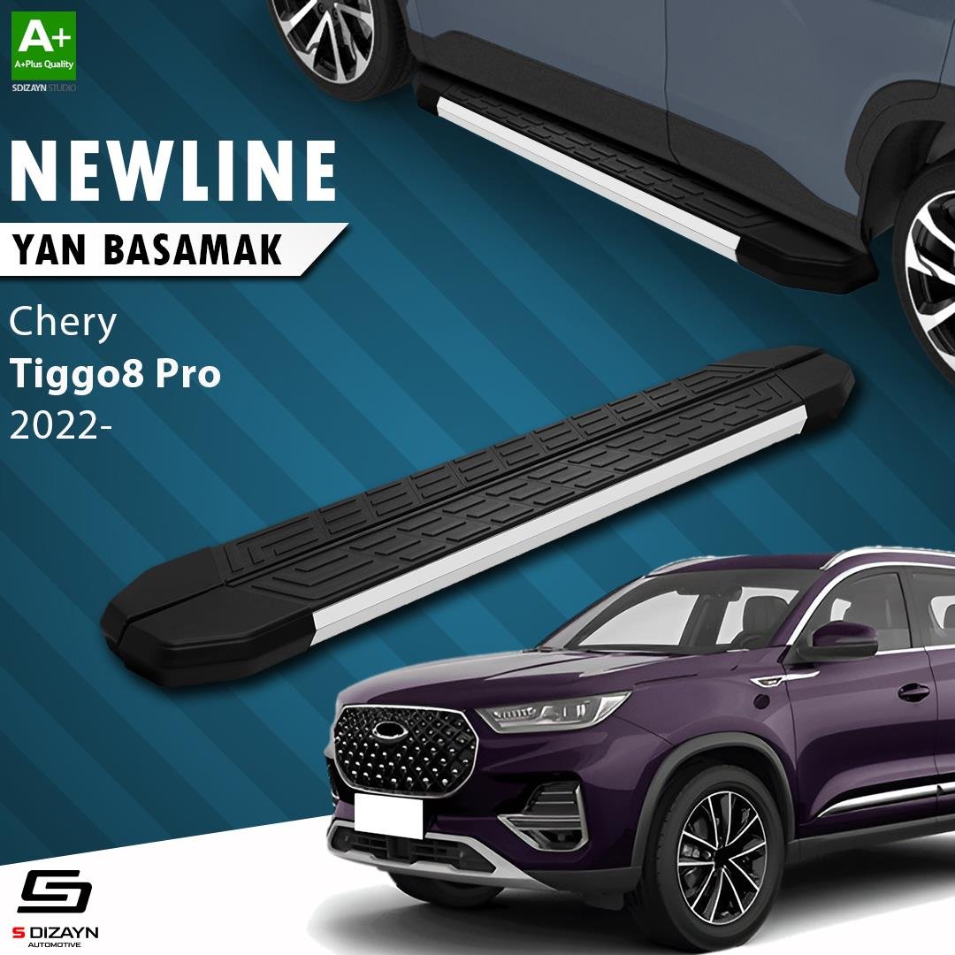 S-Dizayn Chery Tiggo8 Pro NewLine Aluminyum Yan Basamak 183 Cm 2022 Üzeri A+ Kalite