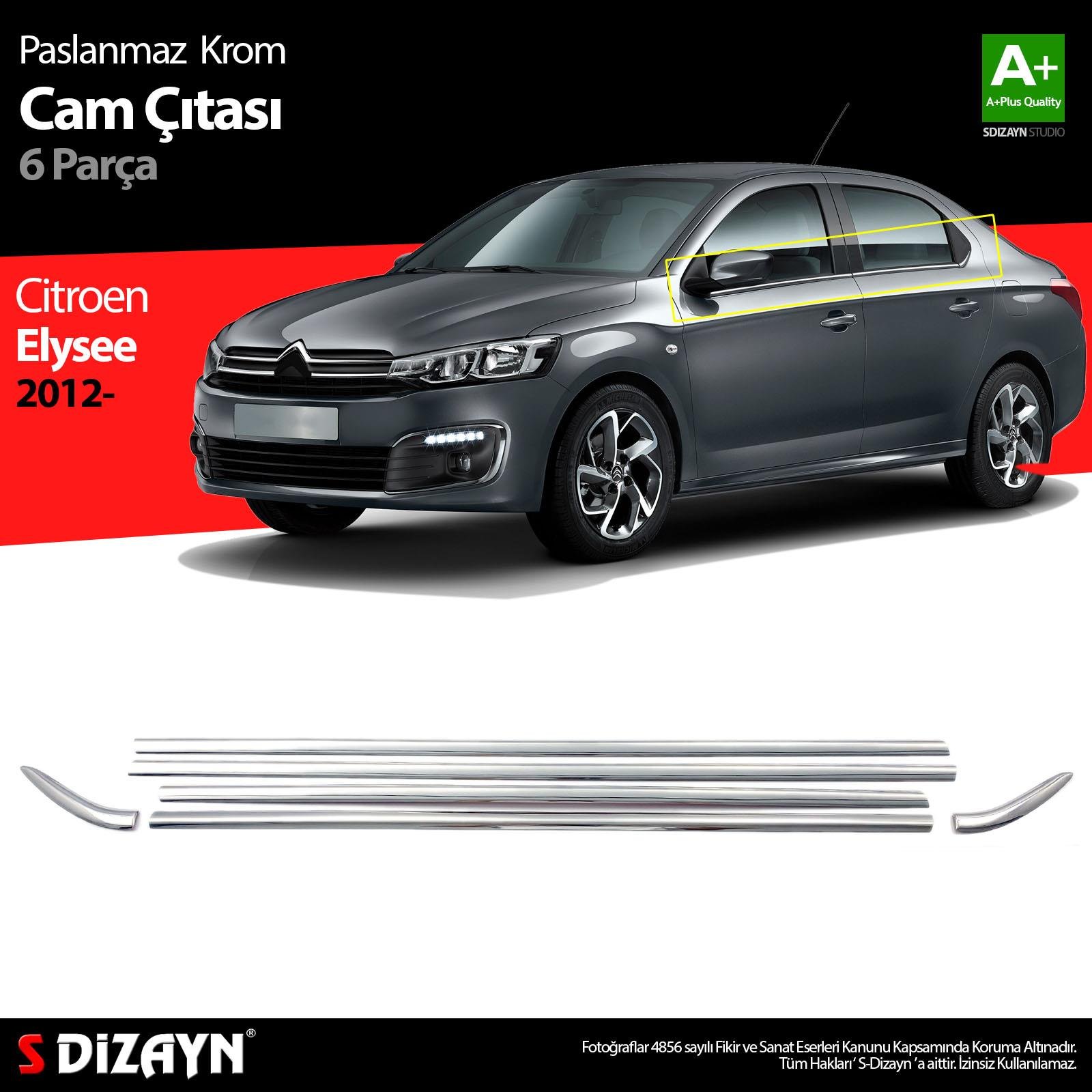 S-Dizayn Citroen C-Elysee Krom Cam Çıta 6 Prç 2013-2017
