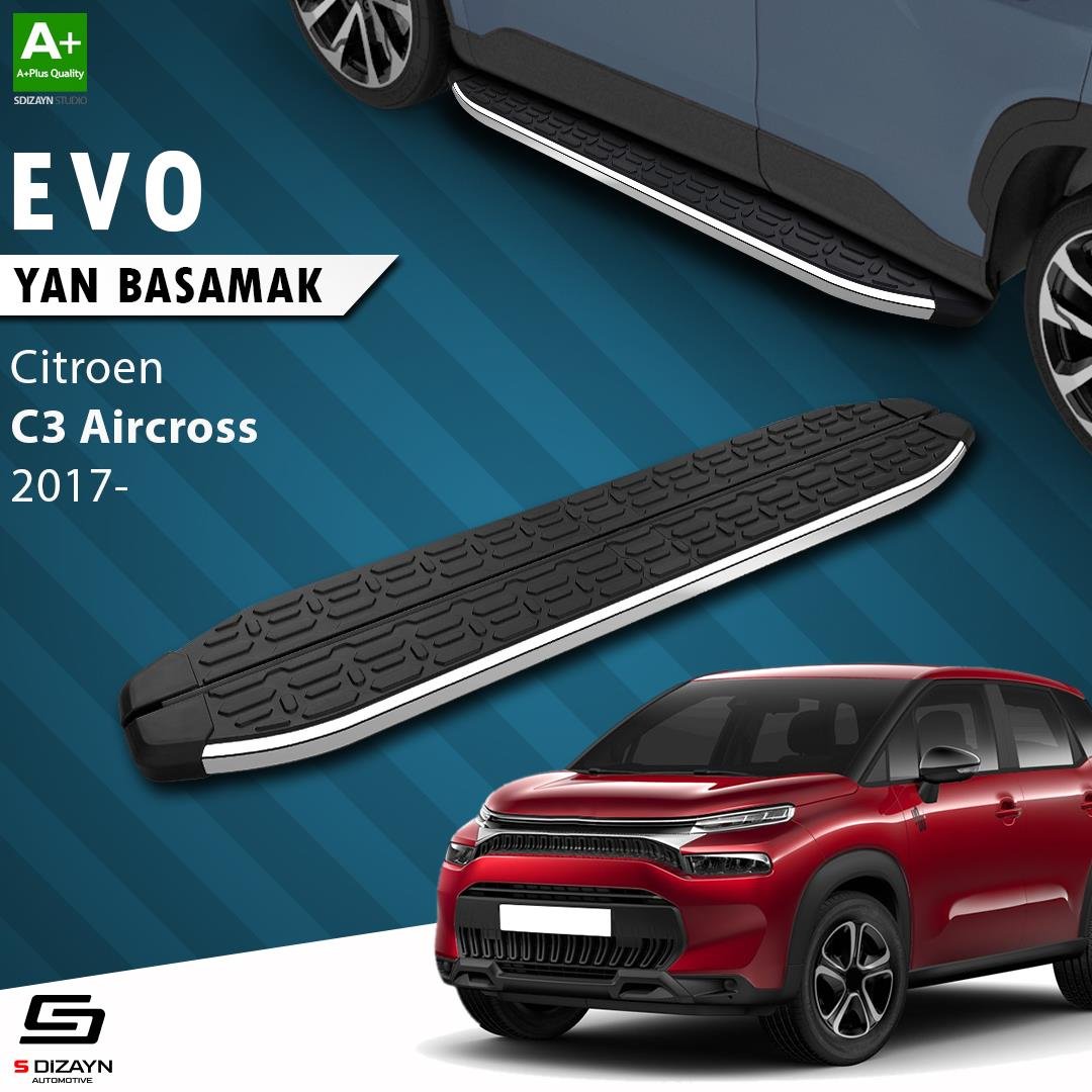 S-Dizayn Citroen C3 Aircross Evo Krom Yan Basamak 183 Cm 2017 Üzeri A+ Kalite