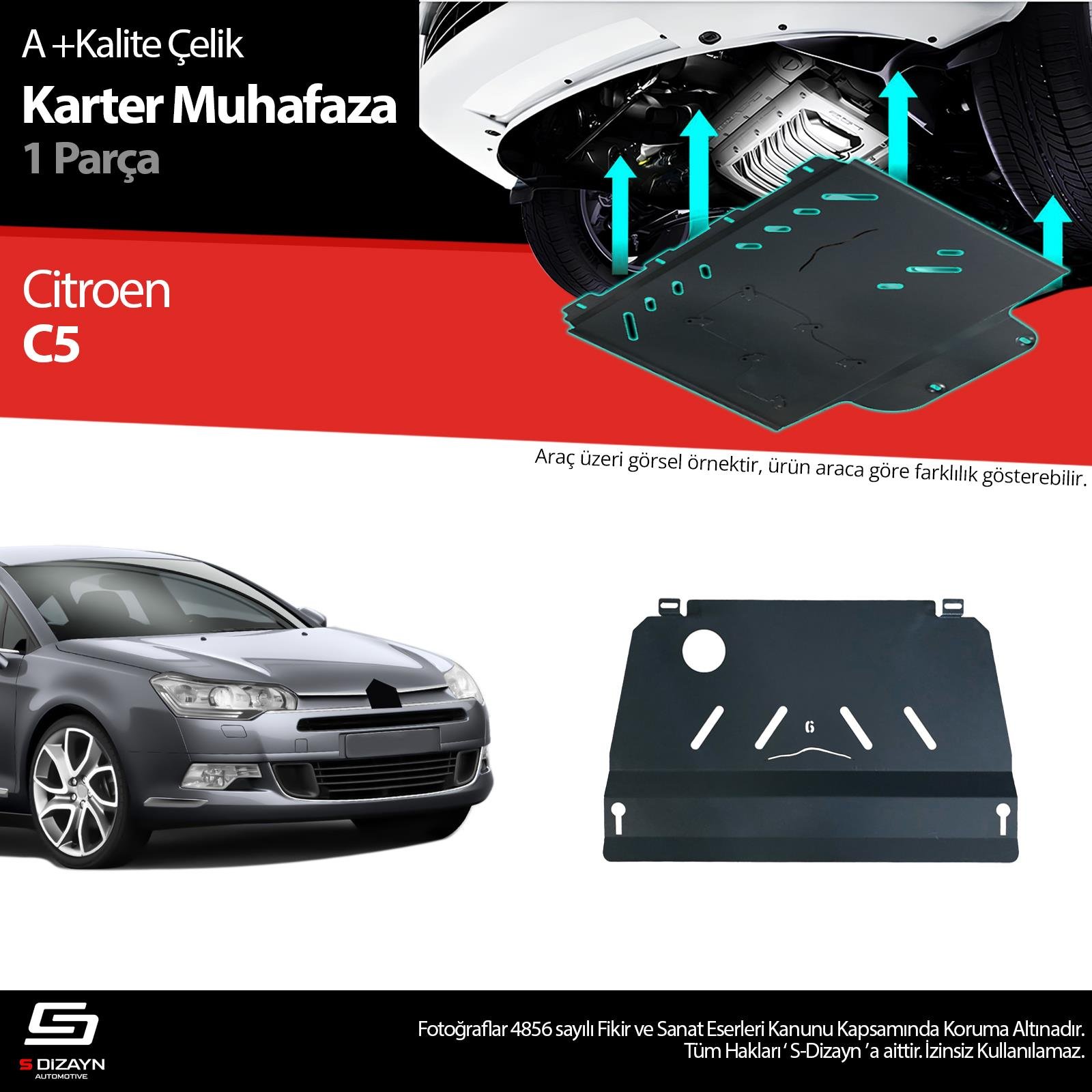 S-Dizayn Citroen C5 1.6 Otomatik Ve Manuel Vites Çelik Karter Muhafaza Koruma 2008-2017 A+ Kalite