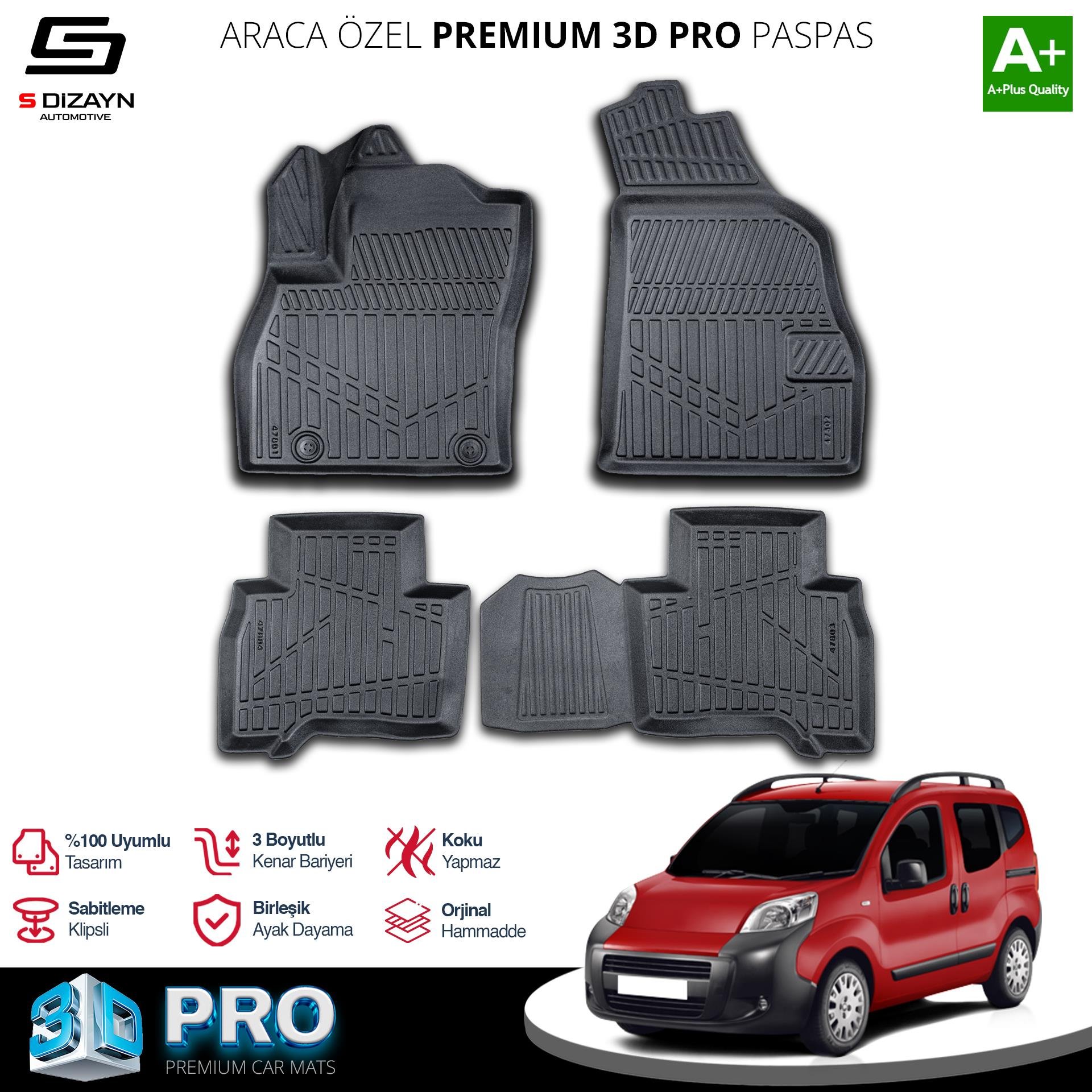S-Dizayn Citroen Nemo 3D Pro Havuzlu Paspas 2008 Üzeri A+ Kalite