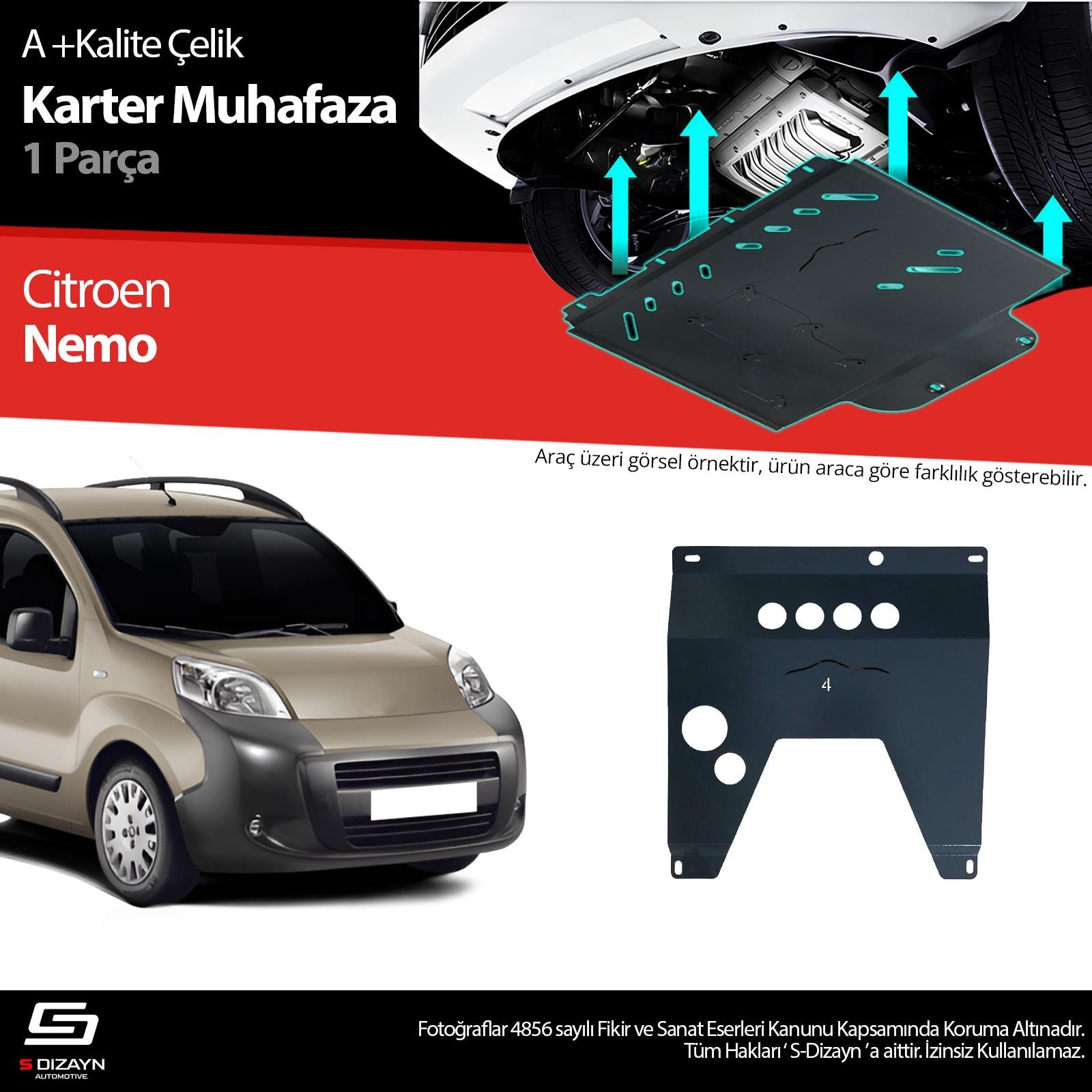 S-Dizayn Citroen Nemo Çelik Karter Muhafaza Koruma 2008-2017 A+ Kalite