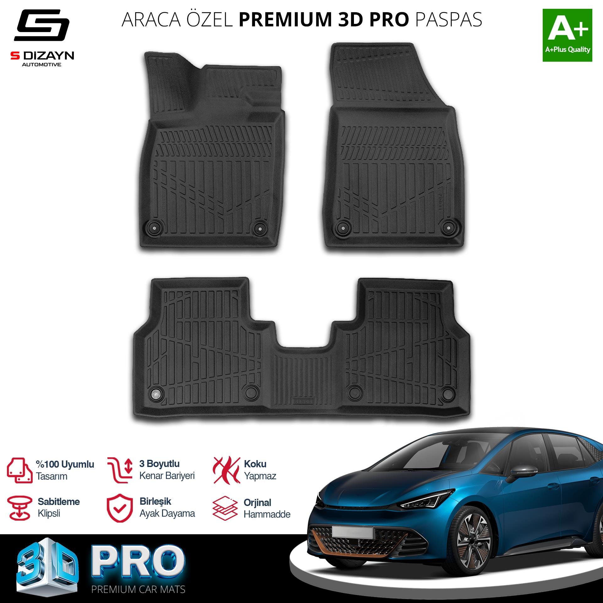 S-Dizayn Cupra Born 3D Pro Havuzlu Paspas 2021 Üzeri A+ Kalite