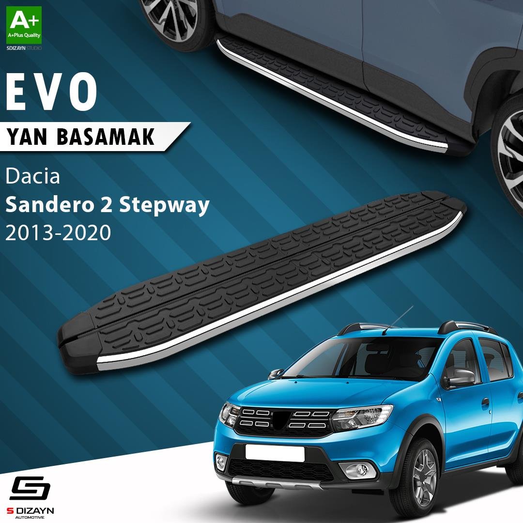 S-Dizayn Dacia Sandero 2 Stepway Evo Krom Yan Basamak 173 Cm 2013-2020 A+ Kalite