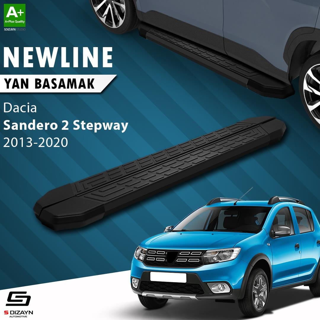 S-Dizayn Dacia Sandero 2 Stepway NewLine Siyah Yan Basamak 173 Cm 2013-2020 A+ Kalite