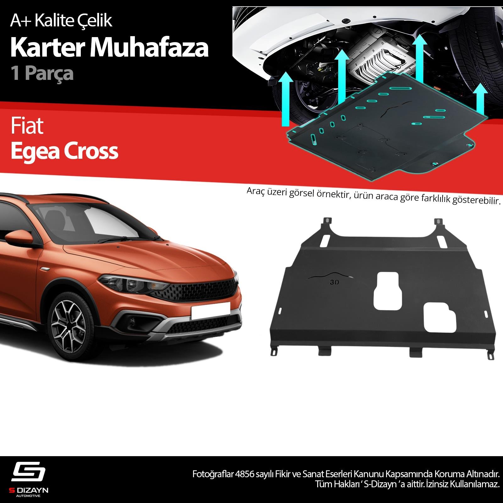 S-Dizayn Fiat Egea Cross Çelik Karter Muhafaza Koruma 2020 Üzeri A+ Kalite